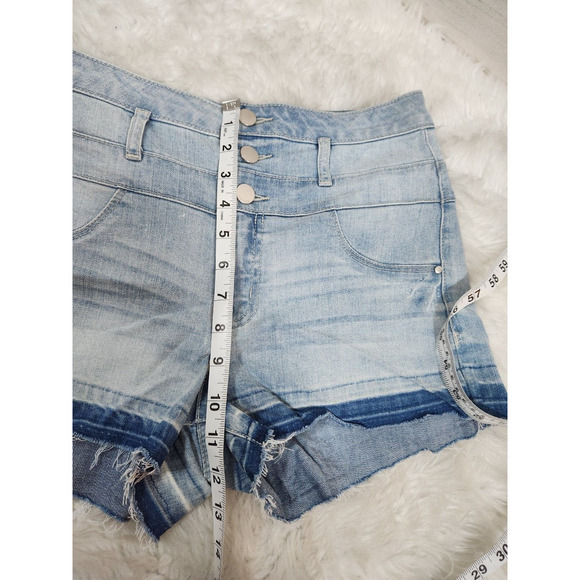 Refuge Women's Blue Denim Hi Rise Cut Off Shorts Size 6 - Picture 5 of 6